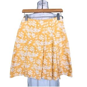 Akris Punto Yellow White Pleated A-Line Skirt